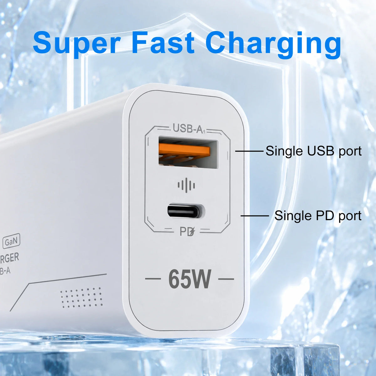 USB PD65W GaN Charger 2-Port Fast Charging Charger Type C High Speed Charge Mobile Phone Wall Adapter For Phone EU/US Charger