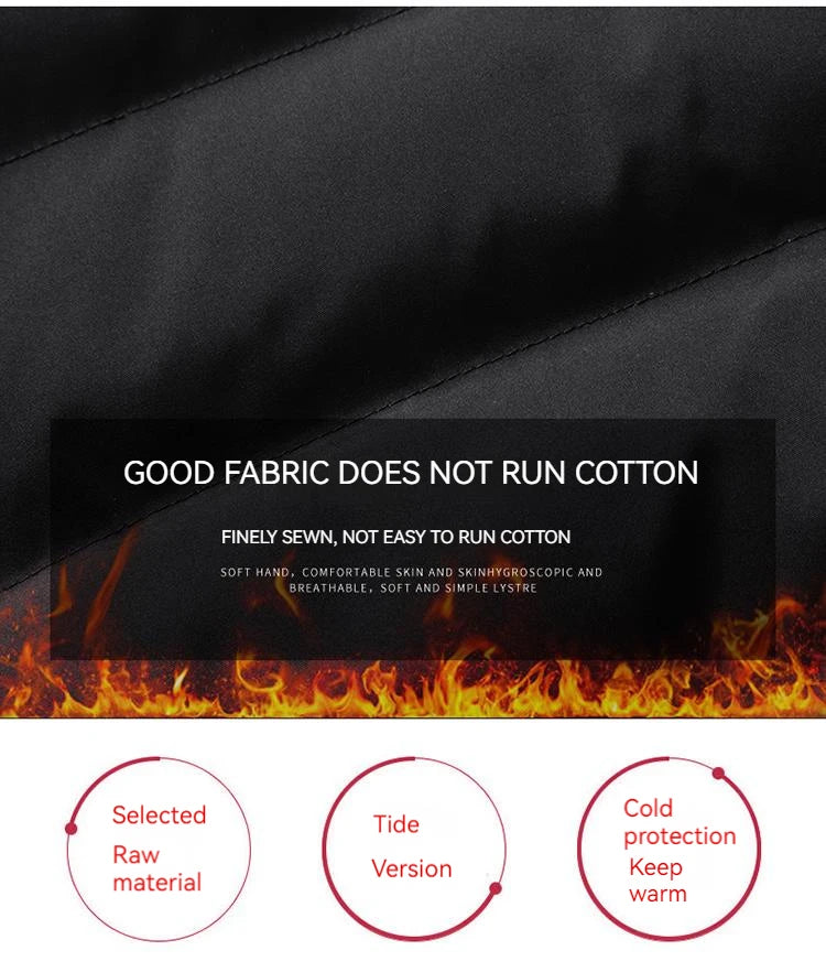 Ueteey Winter Warm Cotton Jacket Men 2023 Windproof Padded Thick Hooded Parkas Down Jakcets Casual Outdoor Mens Coat Streetwear