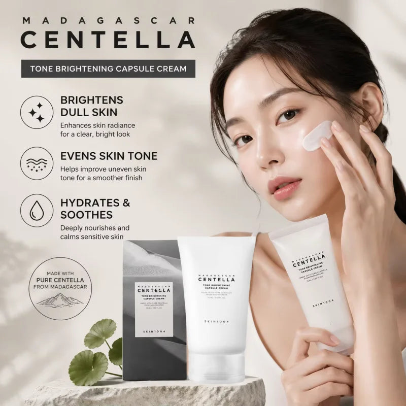 Korean Skincare Centella Face Cream Series,Tea-Trica Soothing,Tone Brightening,Hyaluronic Acid Poremizing Light Gel Cream 75ml