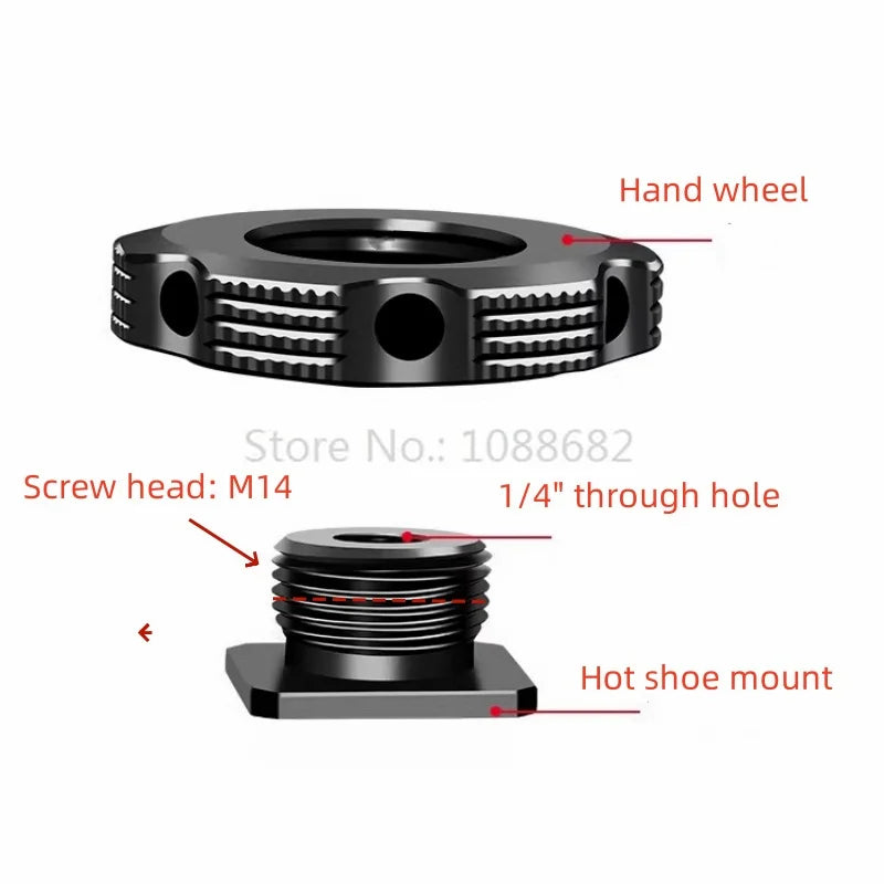 Jadkinsta 1/4 Camera Hot Shoe Mount Screw Adapter to 1/4 or M14 for Tripod Microphone Monitor One Nut Microphone Screw Adapter