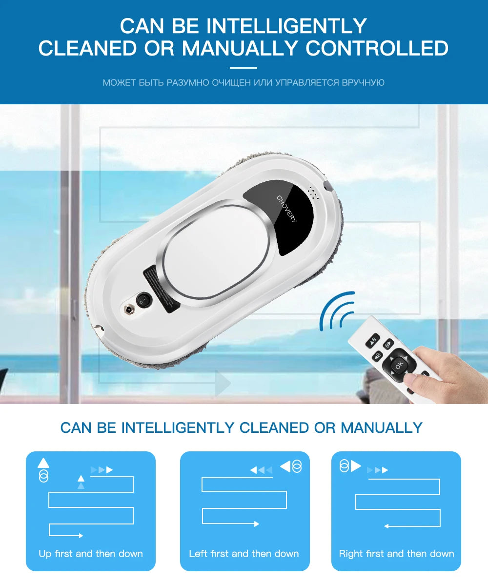 CHOVERY Robot Vacuum Cleaner Window Cleaning Robot Window Cleaner Electric Glass Limpiacristales Remote Control