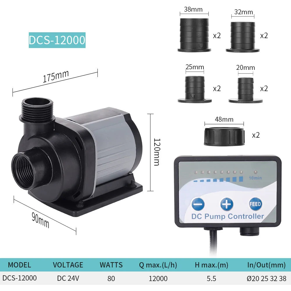 DC Series Frequency Conversion Water Pump Submersible Pump with Adjustable Flow for Fish Tank Silent Energy-saving Pump DC24V