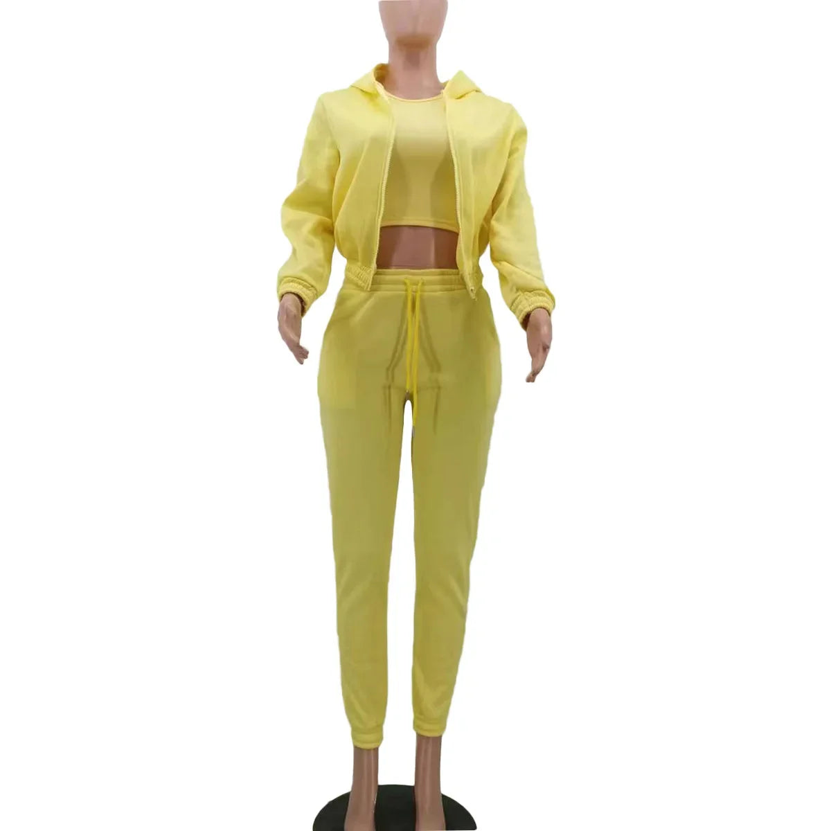 Waterarea Basic Active Women's Tracksuit Hooded Track Jacket +vest and Jogger Pants Suit Matching Three 3 Piece Set SportOutfits