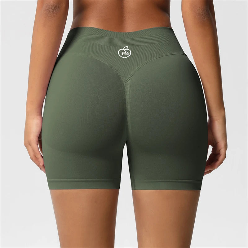 Women Bum Three Waist Sections Sports Shaping Shorts Seamless Sports Shorts For Women Cycling Jogging Fitness High Waist Push Up