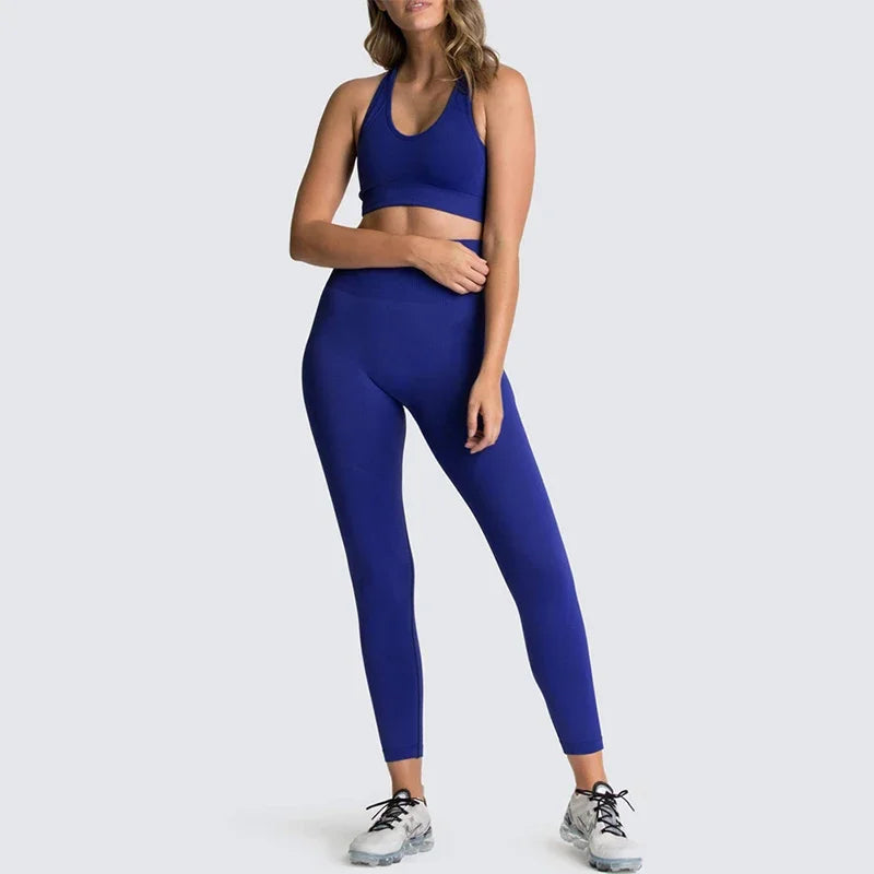 NEW Women's Yoga Set Seamless Sportswear 2-Piece Gym Yoga Clothes Sports Bra + Leggings Running Wear Skinny Sports Set Suits