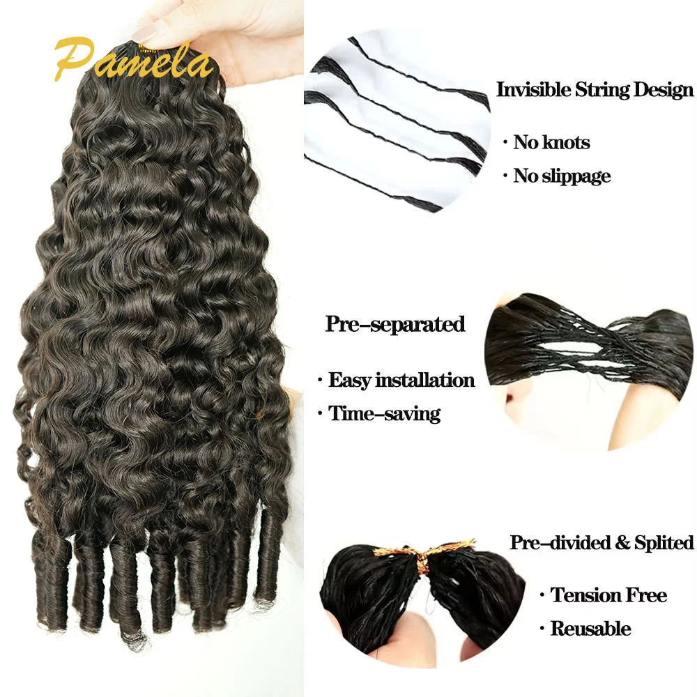 Burmese Curly Crochet Human Hair Knotless Pre-Separated Crochet Feather Hair Extensions Burmese Curly 100%Human Hair Virgin Hair