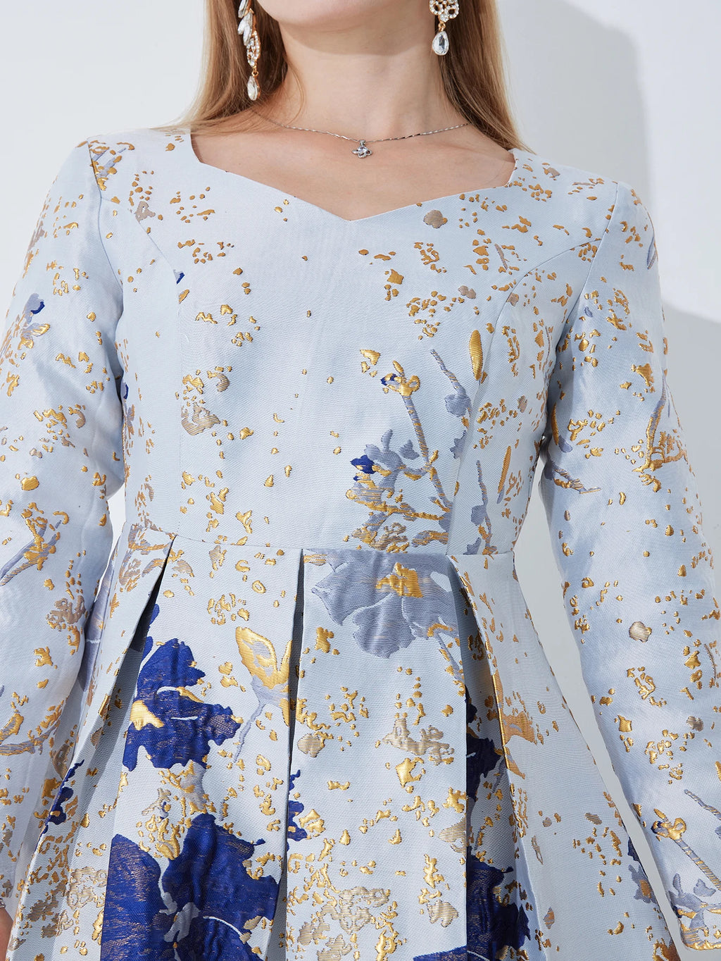 DEVCHATA Women's Luxury Fall Winter Long Maxi Dresses New Jacquard Party Fashion Long Sleeve Dress Lady Evening Clothing