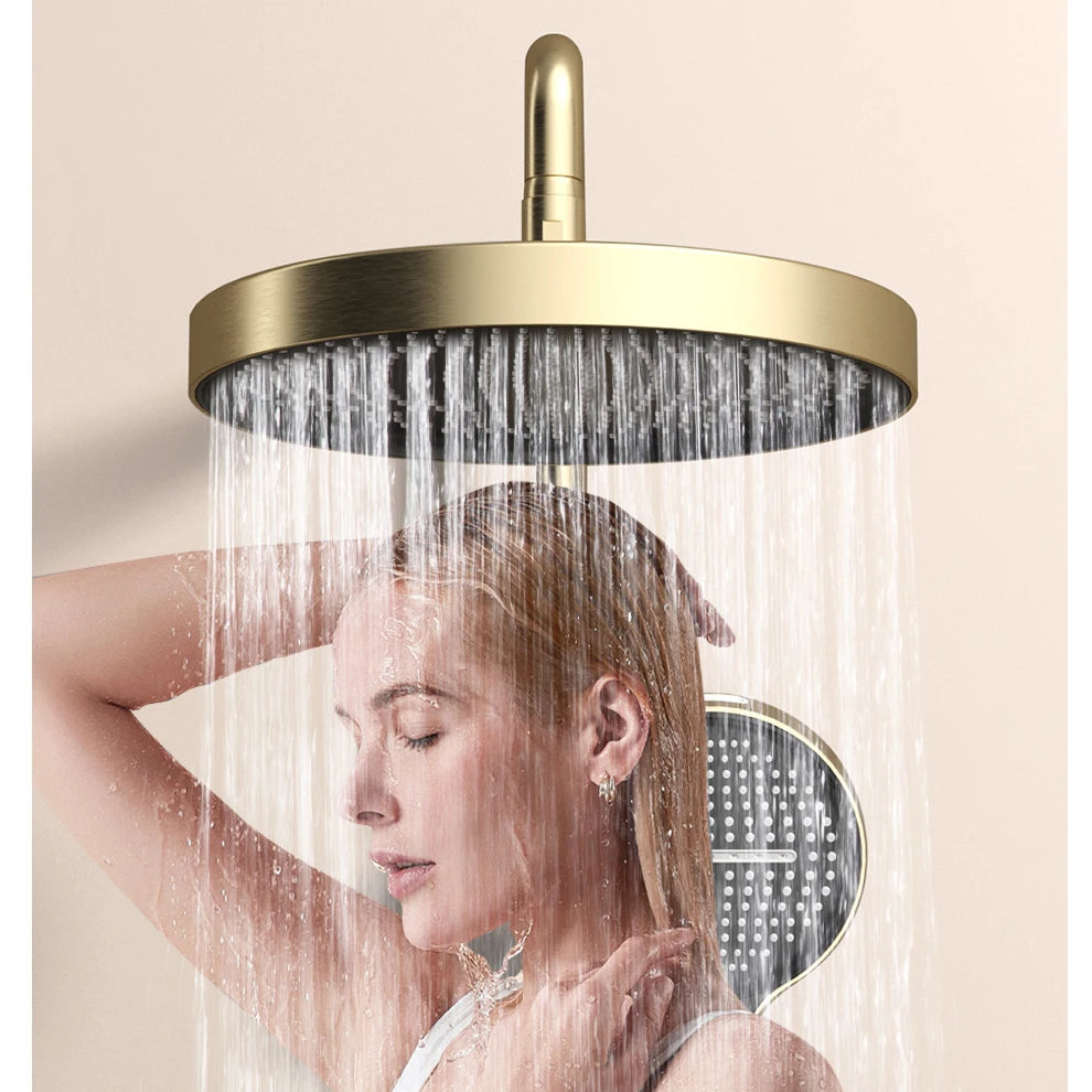 Rose Gold Piano Bathroom Shower System Solid Brass Bathroom Faucet Accessories Rain Shower Head Hot Cold Piano Shower Set