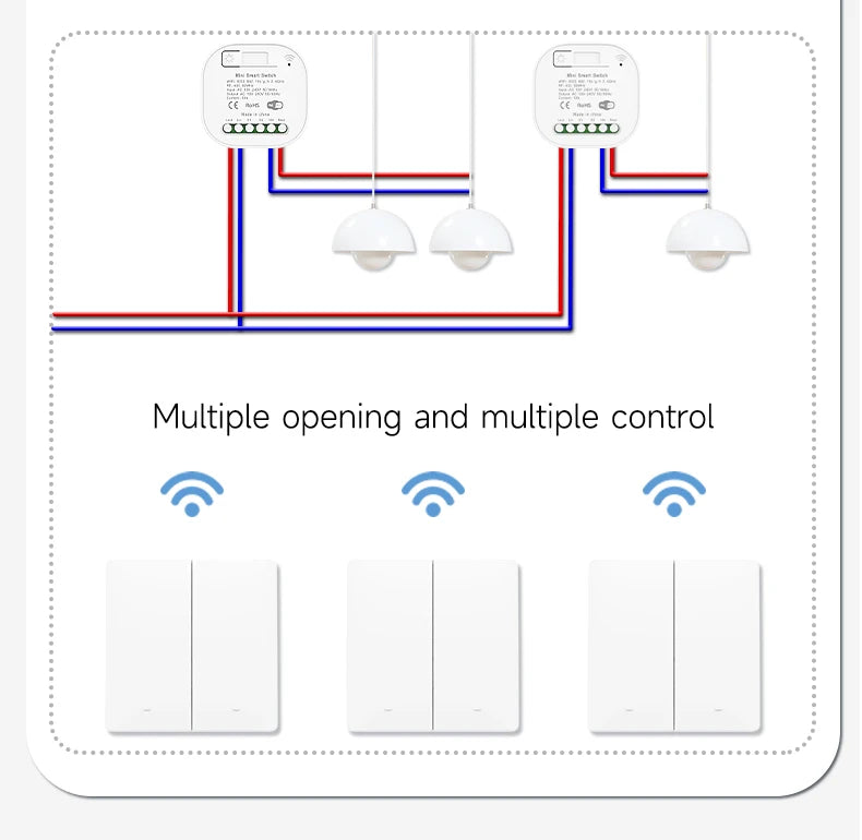 Outdoor Waterproof Smart Light Switch 1/2/3 Gang Tuya WiFi Self Powered No Battery Required with App & Voice Remote Control