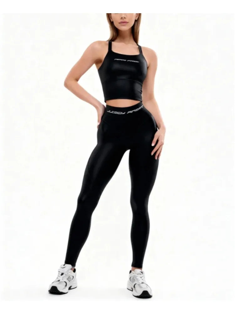 Gymdolphin Women's Solid Color Seamless Slim Fit Halter Fitness Pant Set 2026 Summer Fashion Sexy Yoga Sports Two-piece Set