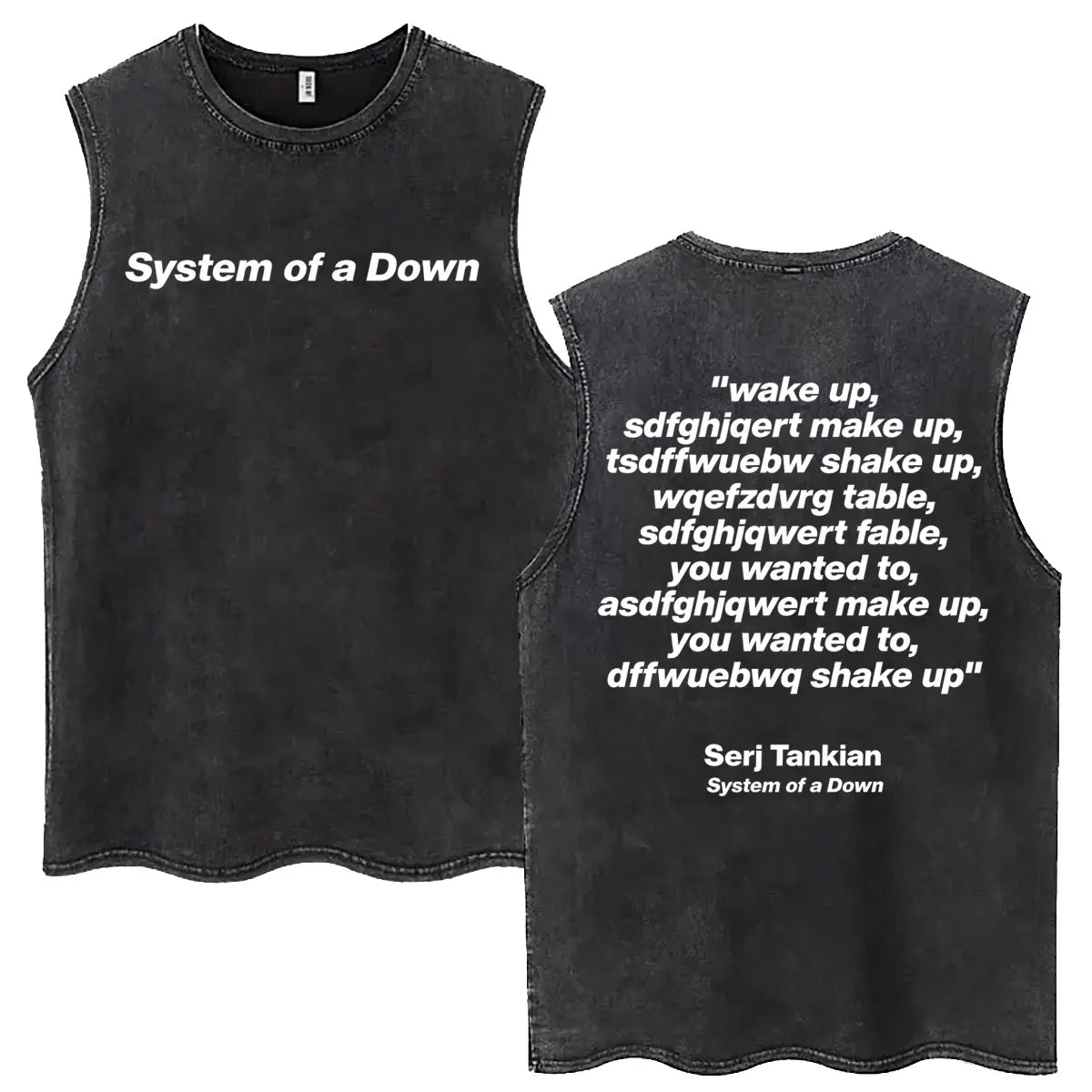 System of A Down Cartoon Vintage Washed Tank Tops Men's Rock Alternative Metal Sleeveless Vests T-shirt Male Oversized T Shirts