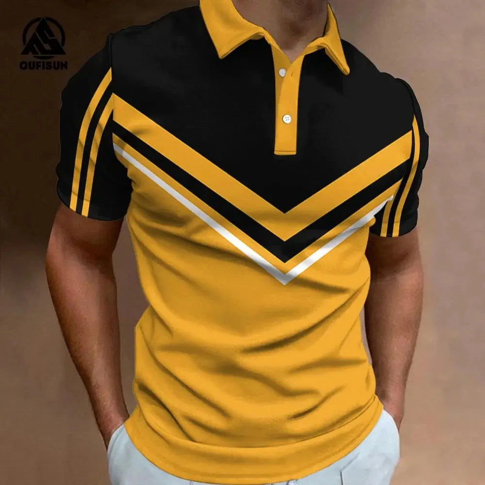Fashion Men's Polo Shirt Summer Casual Short Sleeve Buttons Tops New Street Sports Style Oversized Clothing Pullover Golf Wear