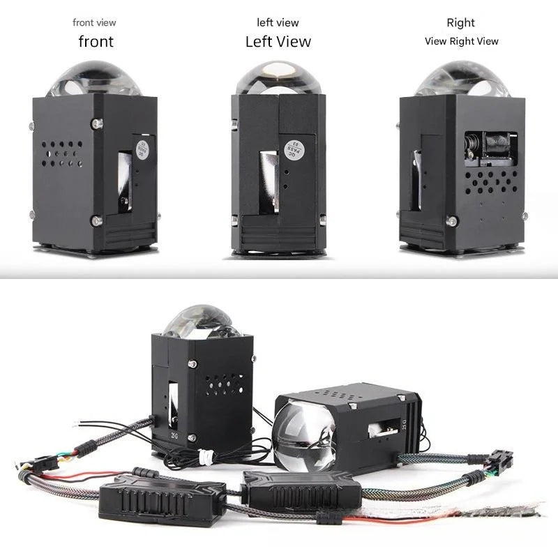 1.8 Inch Bi LED Projector Headlight with Halo Laser Lens High Power Dual Lamp Cup Dual Beam Retrofit Matrix Car LED Bulb Upgrade