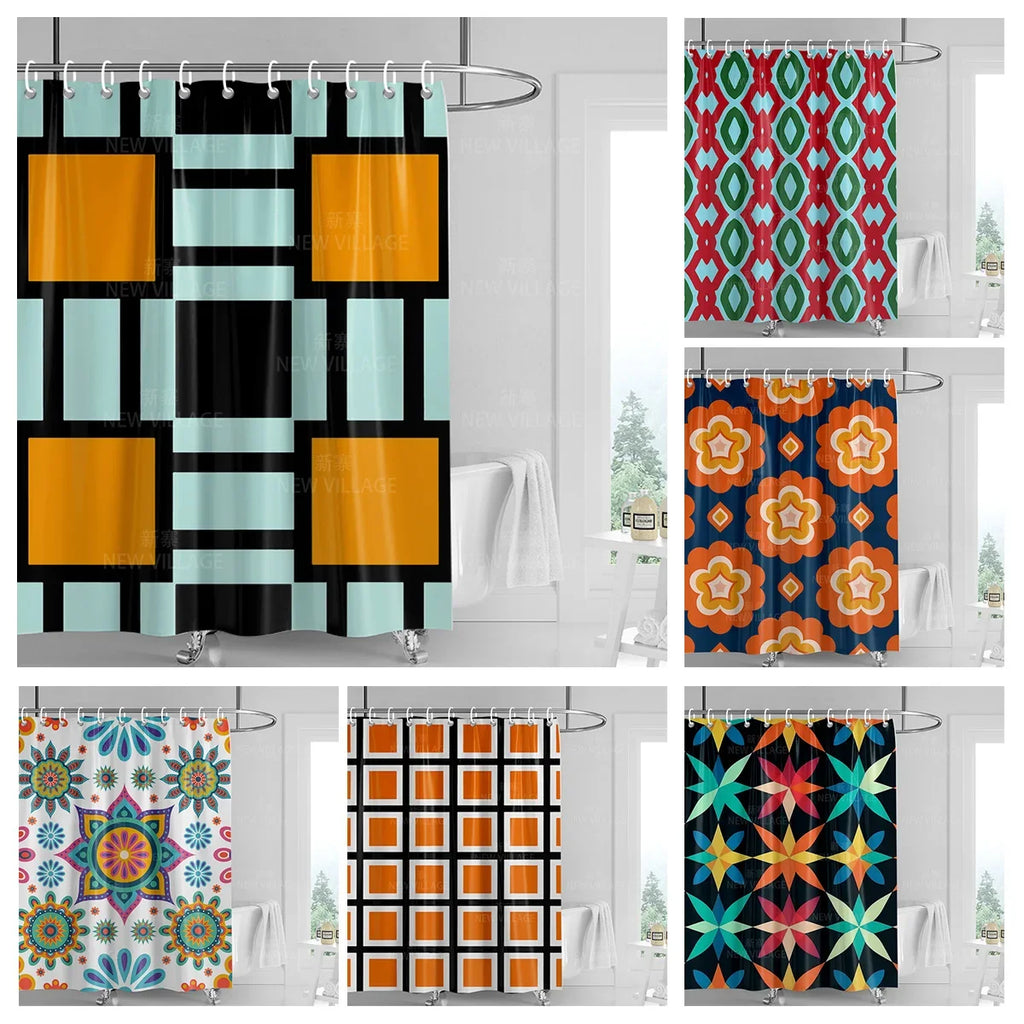 Home decoration shower curtains bathroom waterproof curtain fabric Living Room Modern Nordic Modern geometric pattern simple