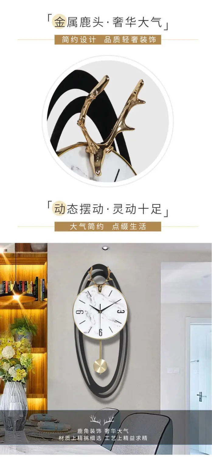 Creative trend home fashion wall hanging clock Modern simple light luxury living room atmosphere hanging clock wall decoration
