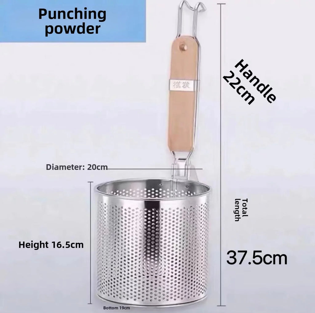 Durable Thickened Stainless Steel Funnel Kitchen Gadgets Wooden Handle Pasta Basket Strainer Multifunctional Noodle Funnel