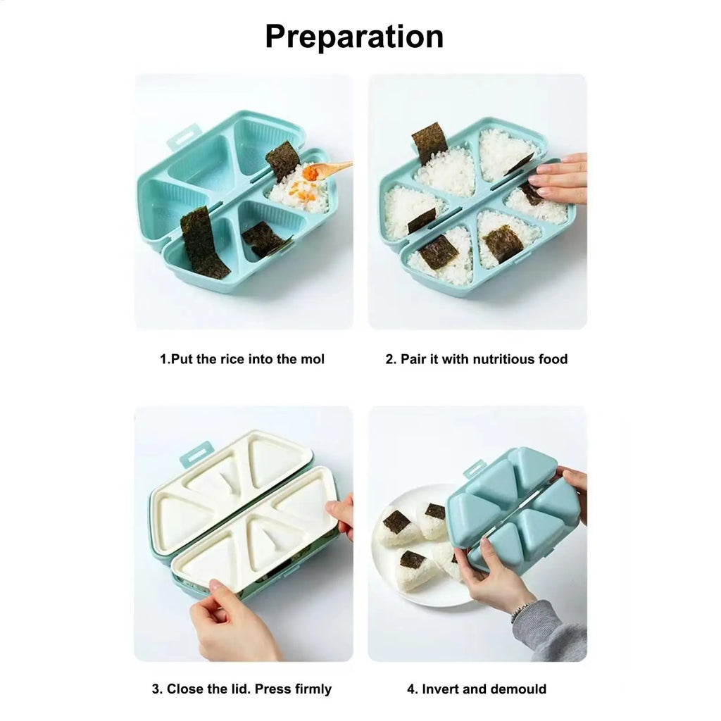 Sushi Mold Maker 6 Cavity Triangle Rice Ball Onigiri Mold Bento Box Tools Non Stick Kitchen Gadgets for Meal Prep Cooking DIY