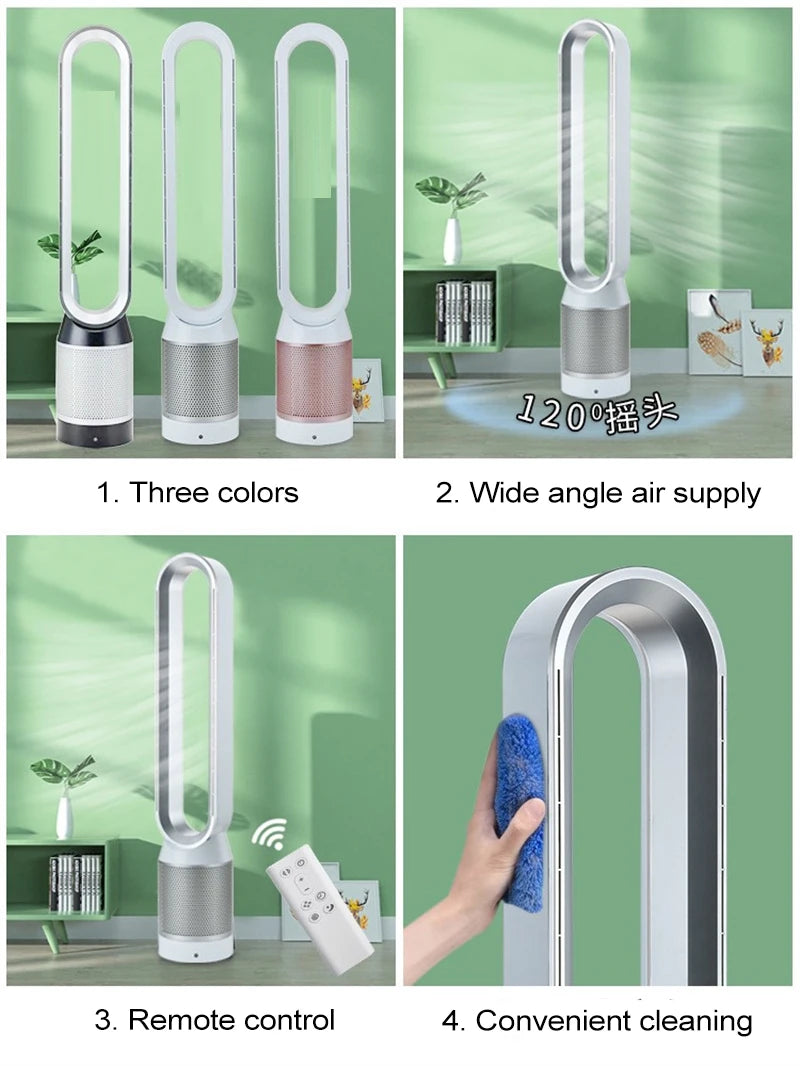 42 Inch Air Purification Circulation Bladeless Fan Ultra-Quiet Dormitory Desk Floor Electric Fan Tower Fan Bladeless Room Fan