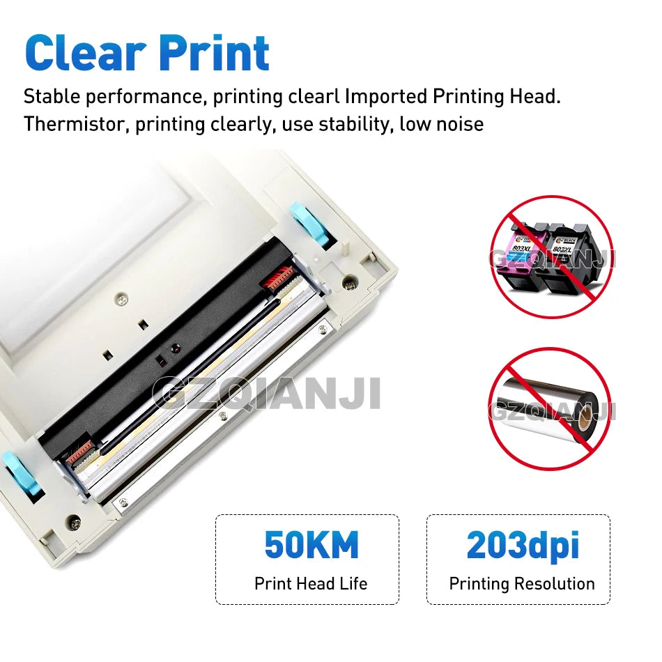 4x6inch Shipping Thermal Label Printer Portable No Ink Required 203DPI for Small Business USB High Speed Express Airway Bill ﻿