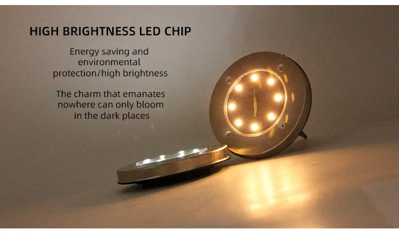 8LED Solar Power Disk Light Outdoor Garden Solar Underground Light Deck Lights Spotlight Buried Solar Lamp Landscape Lighting