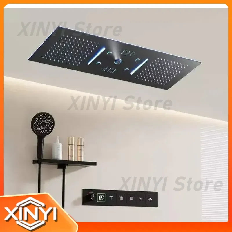 Waterfall Shower System for Multi Function Rainfall Ceiling Luxury Shower Head Thermostatic Shower System