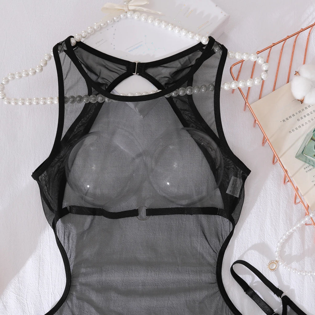 Ellolace Sexy Women's Dress Seductive Sheer Hilitos Club Party Set Ultra Hot Summer Backless Tank Underwear Kit