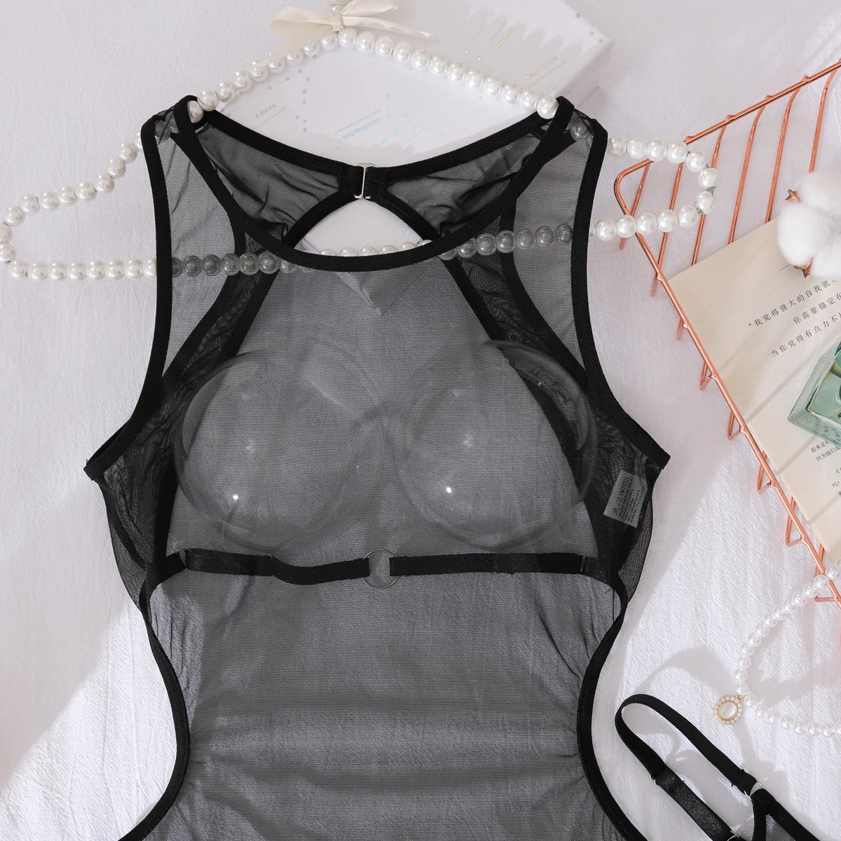 Ellolace Sexy Women's Dress Seductive Sheer Hilitos Club Party Set Ultra Hot Summer Backless Tank Underwear Kit