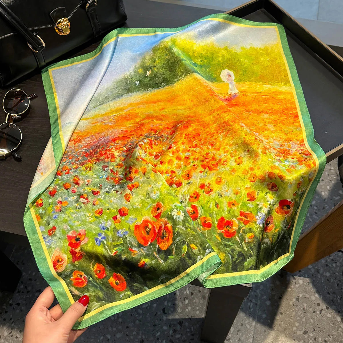 Nature Silk Neck Scarves Lady Foulard Lovely Strawberry Print 100% Real Silk Square Scarf for Women Bag Ribbon Hairband Kerchief