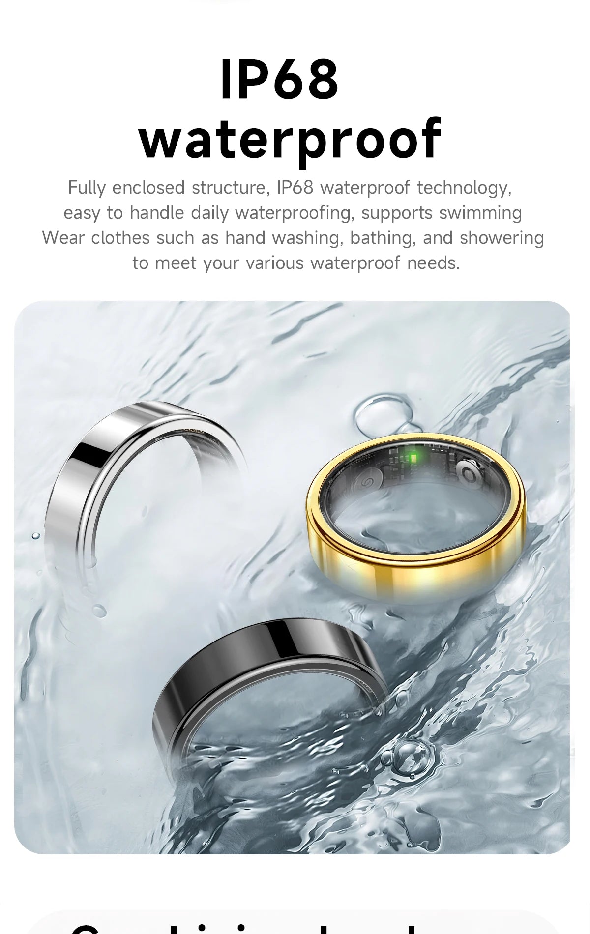 R09 Smart Ring Men Women with Charging Case Heart Rate Blood Oxygen Skin Temperature Monitor Waterproof For Android iOS R12