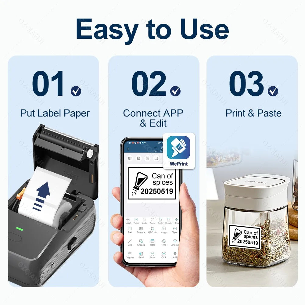 P2 Mini Thermal Label Printer Self-adhesive Food Stickers Bluetooth Maker Pocket Name Price Barcode Business Labeling Machine