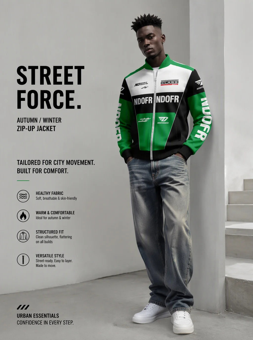 Men's pilot jacket with zipper pocket, casual baseball collar, outdoor sports pilot jacket