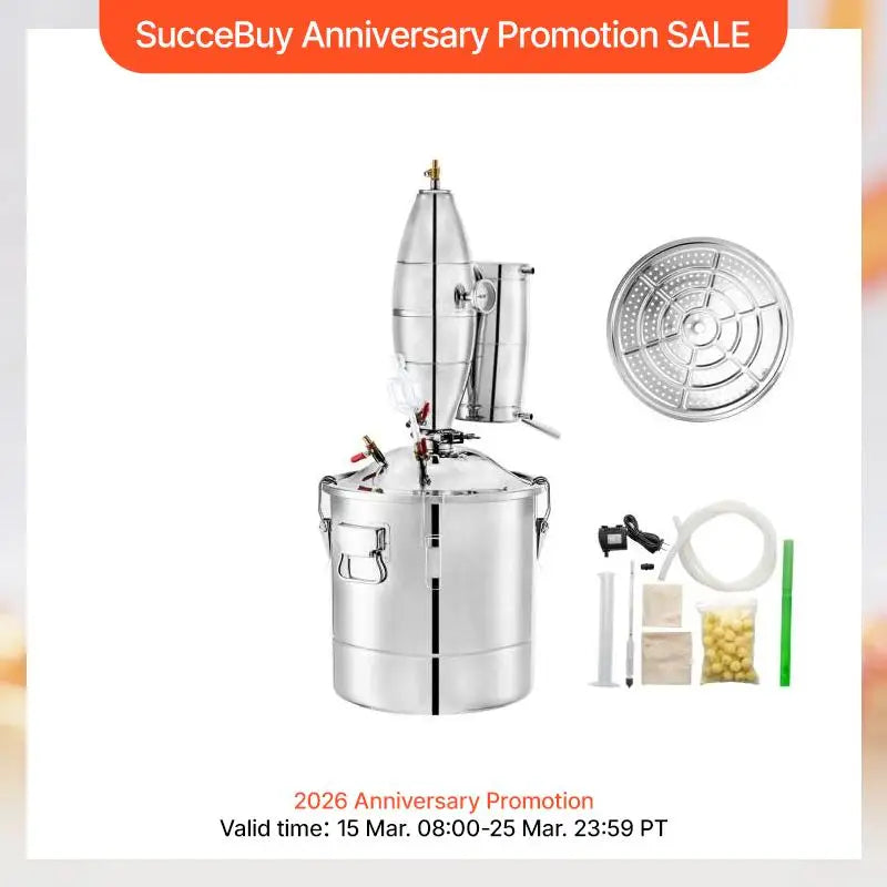 SucceBuy 20L 30L 50L 70L Alcohol Distiller Machine Beer Brewing Equipment Wine Moonshine Apparatus Dispenser Kit Home Appliance