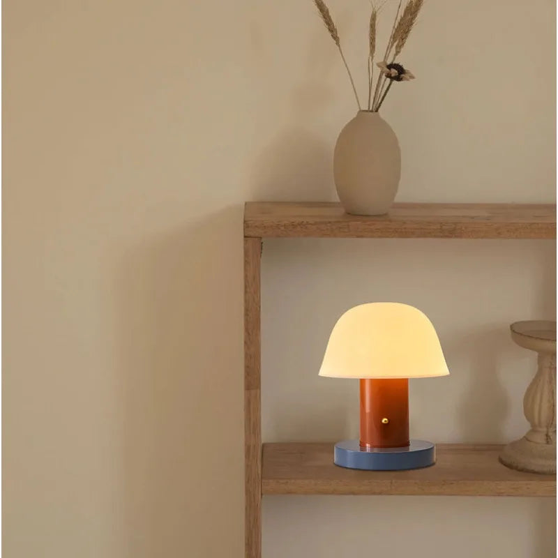 Cordless Mushroom Table Lamp Rechargeable Battery Operated Small Mushroom Night Light for Bedroom Living Room Restaurant Outdoor