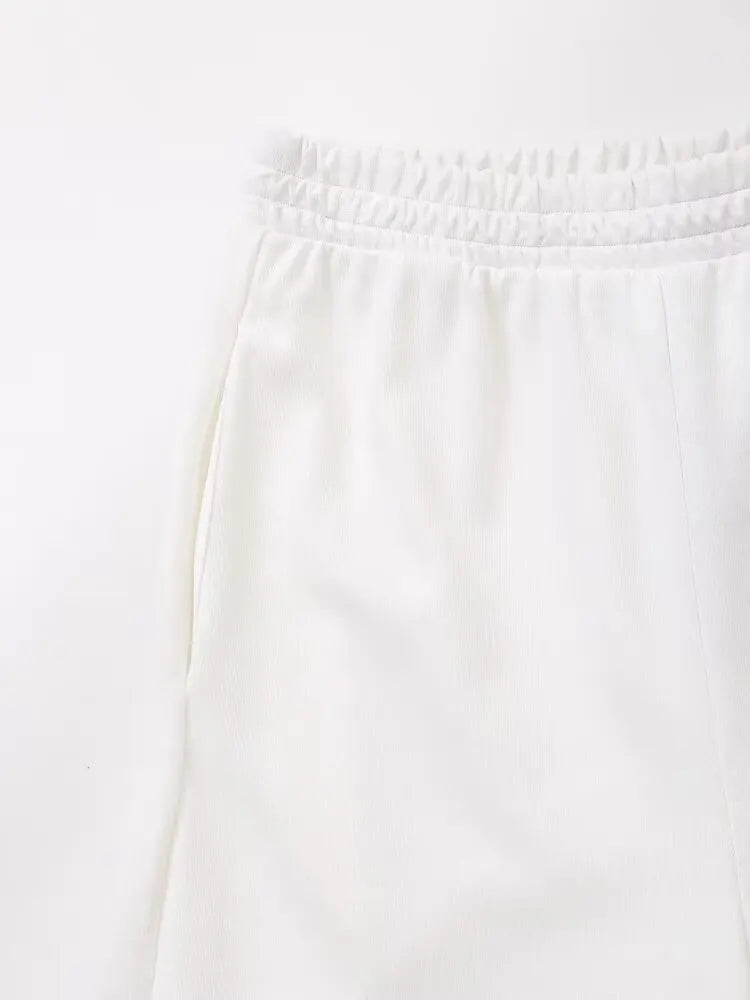 HH 2024 Women's Solid Casual T Shirts Pant Set Short Sleeves O-Neck T-Shirt Top+Lace-up Loose Side Pockets Straight Pant
