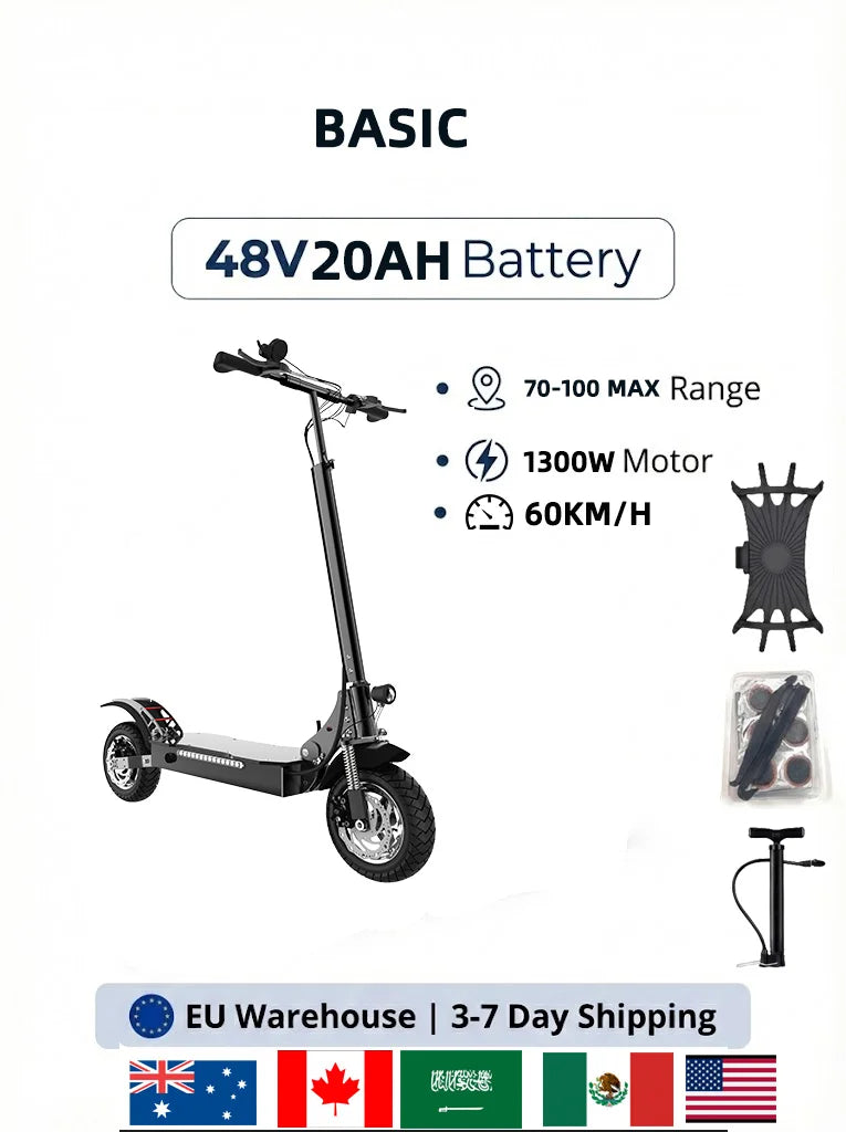 Electric Scooter Adult Dual/Single Motor Up to 5600W 48V-60V Long Range Battery All-Terrain/ OffroaTires 10INCH Tire