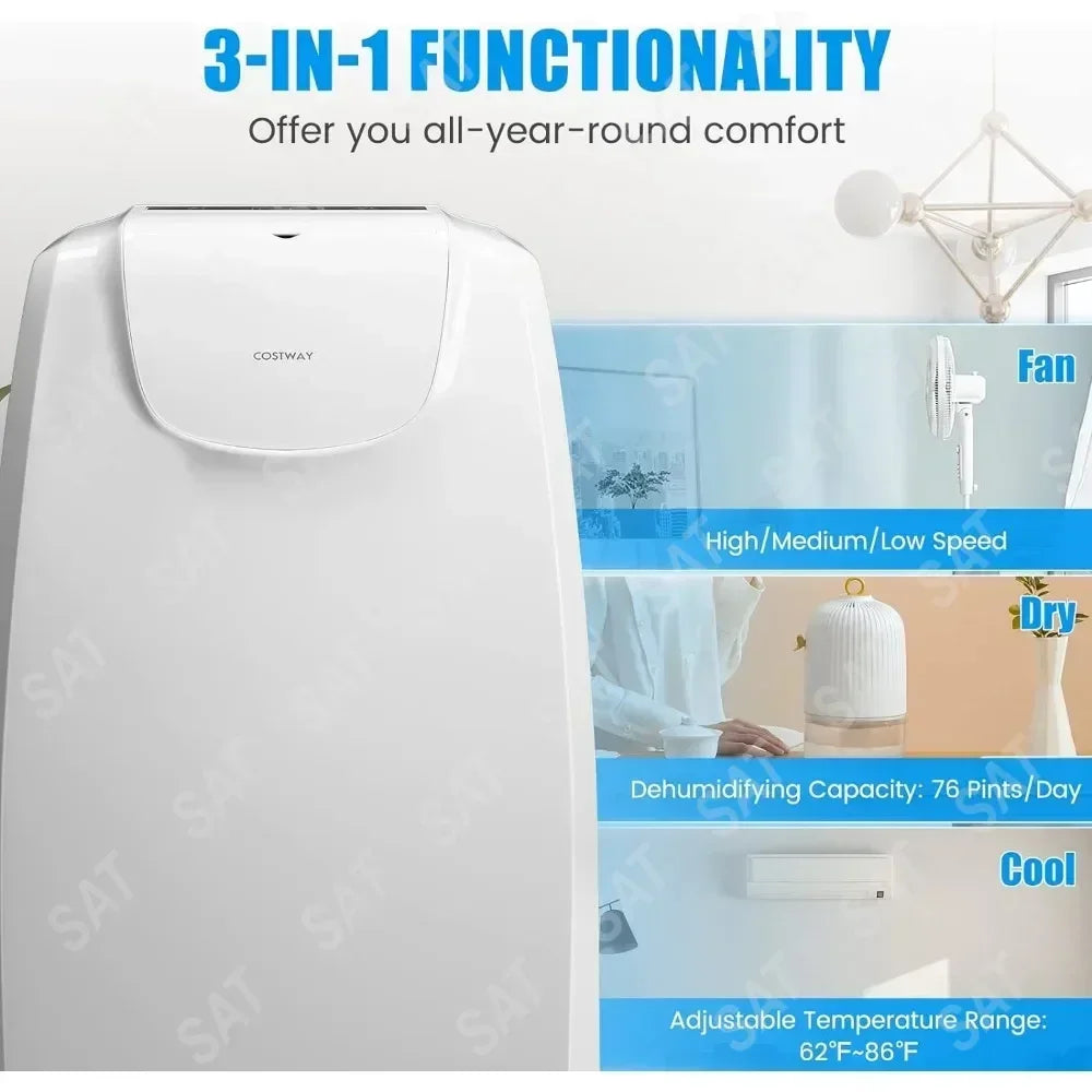 2026=Portable Air Conditioner, With Dual Hose, Remote Control. With Dehumidifier, Fan, Sleep Mode, Window Installation Kit