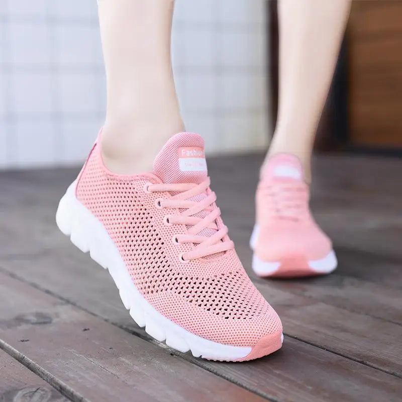 White Mesh Shoes Woman Summer Breathable Flat Sneakers Sports Tennis Shoes for Women Casual  Lightweight Running Shoes Ladies