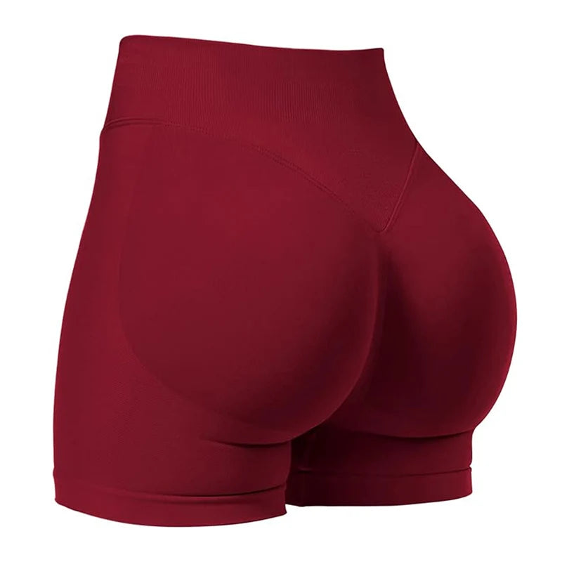 Gym Shorts Women Fitness Sports Biker Shorts 4.5" Low Ribbed Band Yoga Shorts Workout Scrunch Butt Seamless Leggings