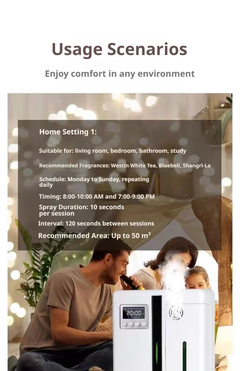 Smart Aroma Diffuser 300m³ Built-in Pressurized Fan Nano Mist Atomization Waterless Essential Oil Scent Machine for Home Hotel