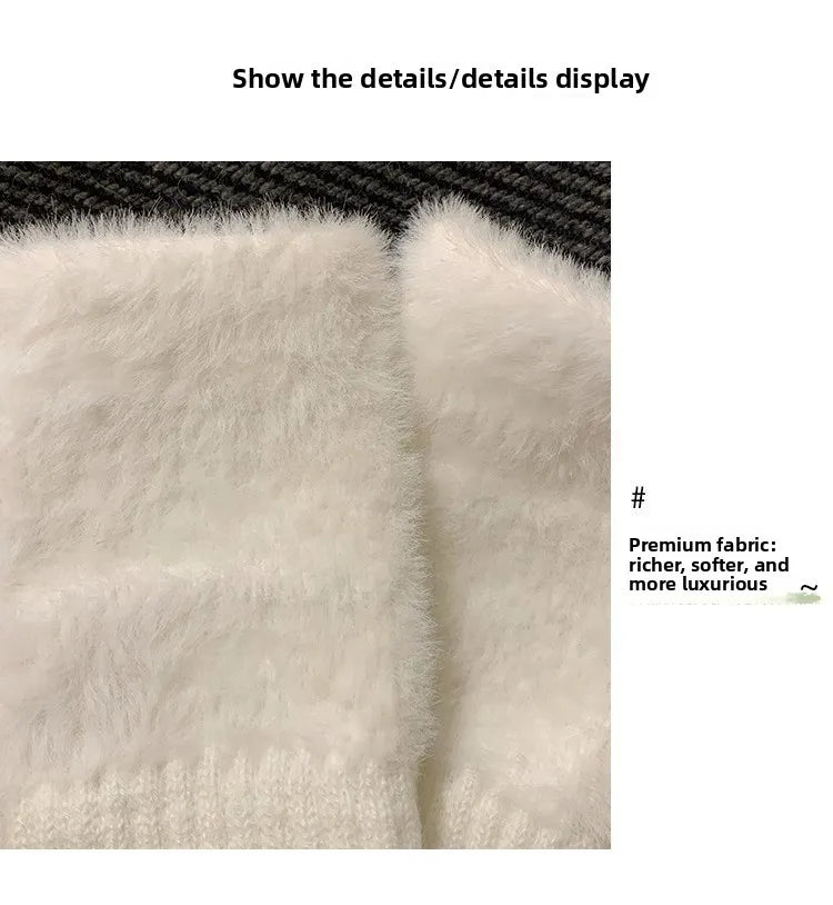New Ins Style Half Finger Plush Gloves High Value Princess Warm Winter Touchscreen Gloves for Students in Class