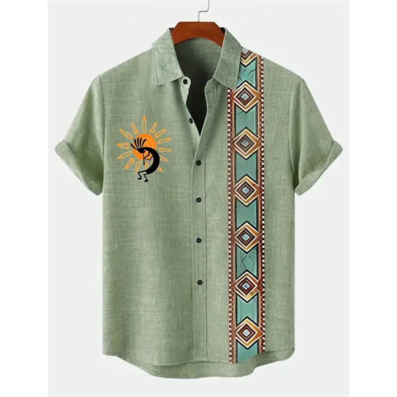 Men's Summer Hawaiian Casual Fashion Social Beach Style Short-Sleeved Printed Loose Retro Vacation Shirt