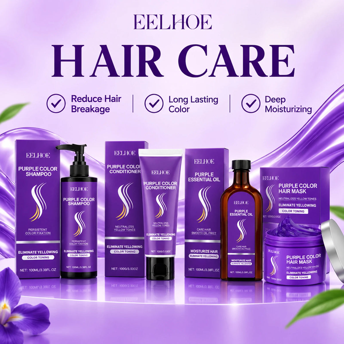 Purple Color Hair Mask Dyed Hair Lock Hair Color Repair Damaged Hair Smooth Cleansing Naturalc Gentle Nonirritating Hair Care