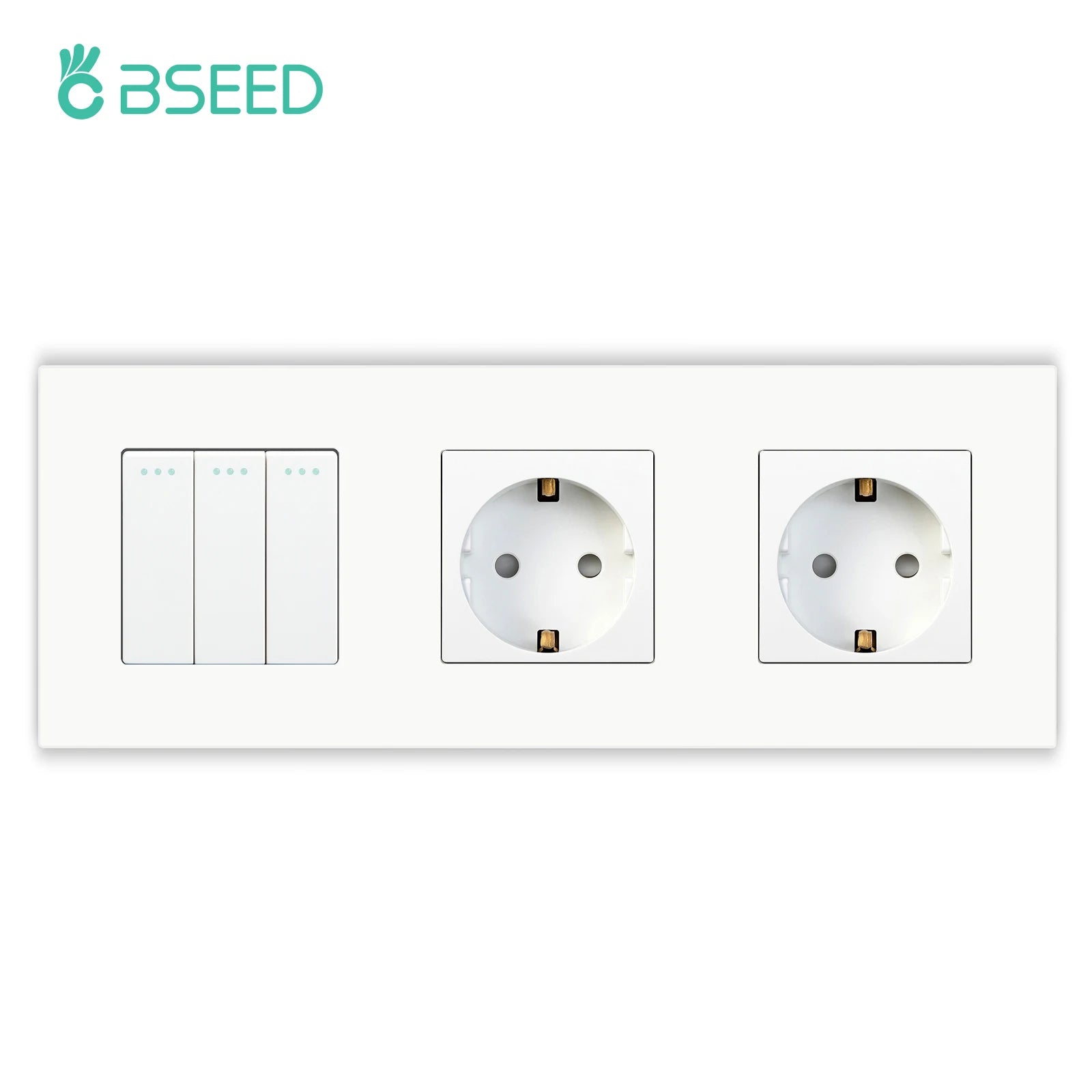 BSEED EU Wall Sockets Type-C USB Power Sockets Double Electric Sockets Triple Outlets Plastic Frame Germany Socket With Dual USB