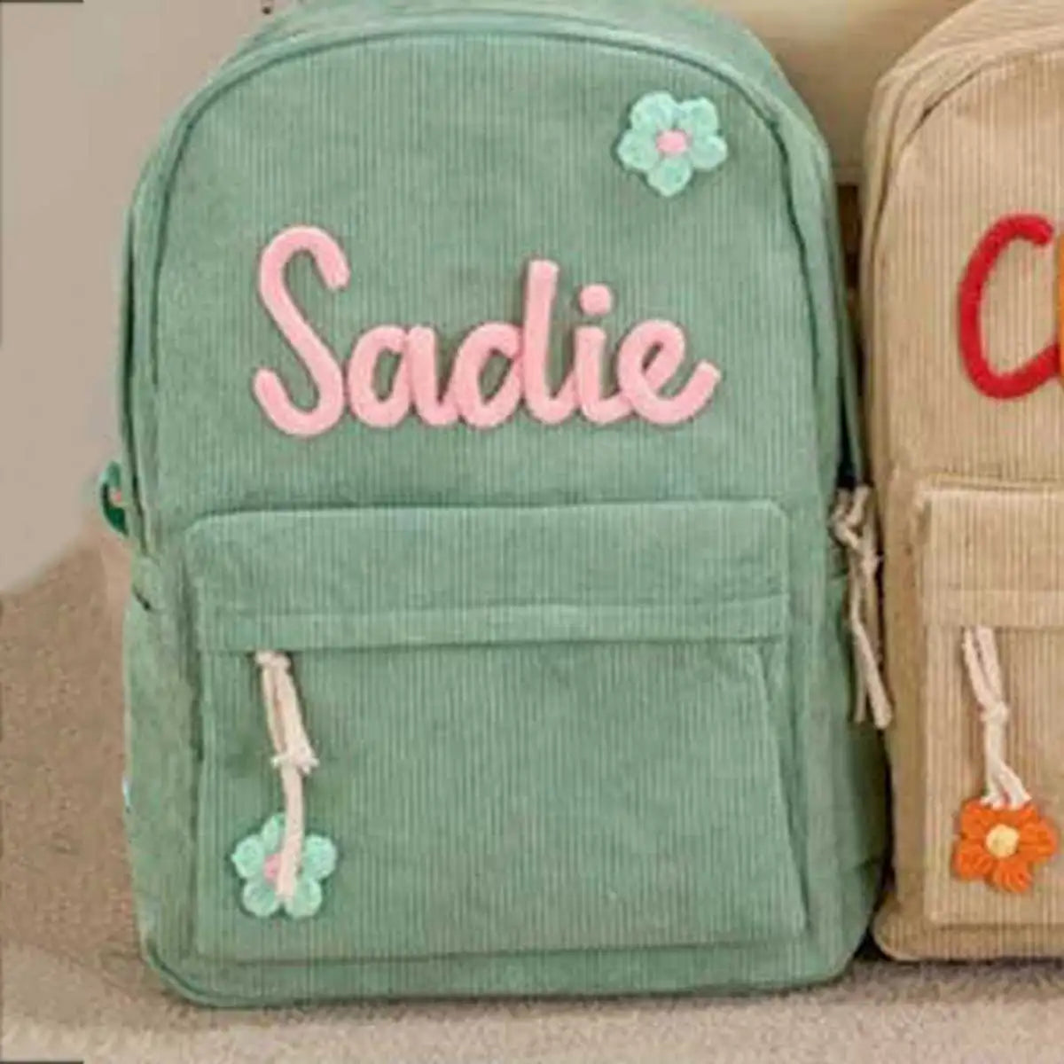 1pc Personalized Corduroy Backpack, Strawberry/Checkered Pattern, Simple and Spacious, Perfect Back-to-School Gift