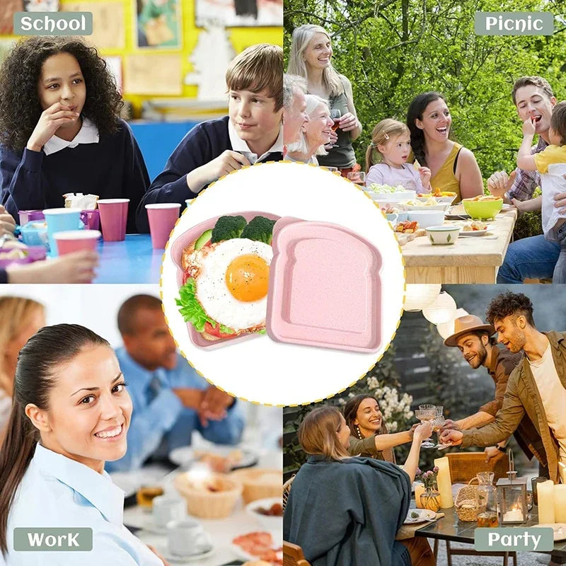 1/4PCS Sandwich Containers Lunch Box Toast Storage Box With Lid Eco-Friendly Lunch Food Container Microwavable Picnic Student