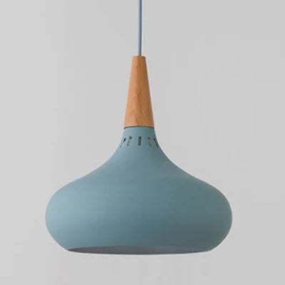 GEW Nordic Modern Funnel Pendant Light Wood Aluminum E27 Multi Color Hanging Lamp for Dining Kitchen Island Bedside