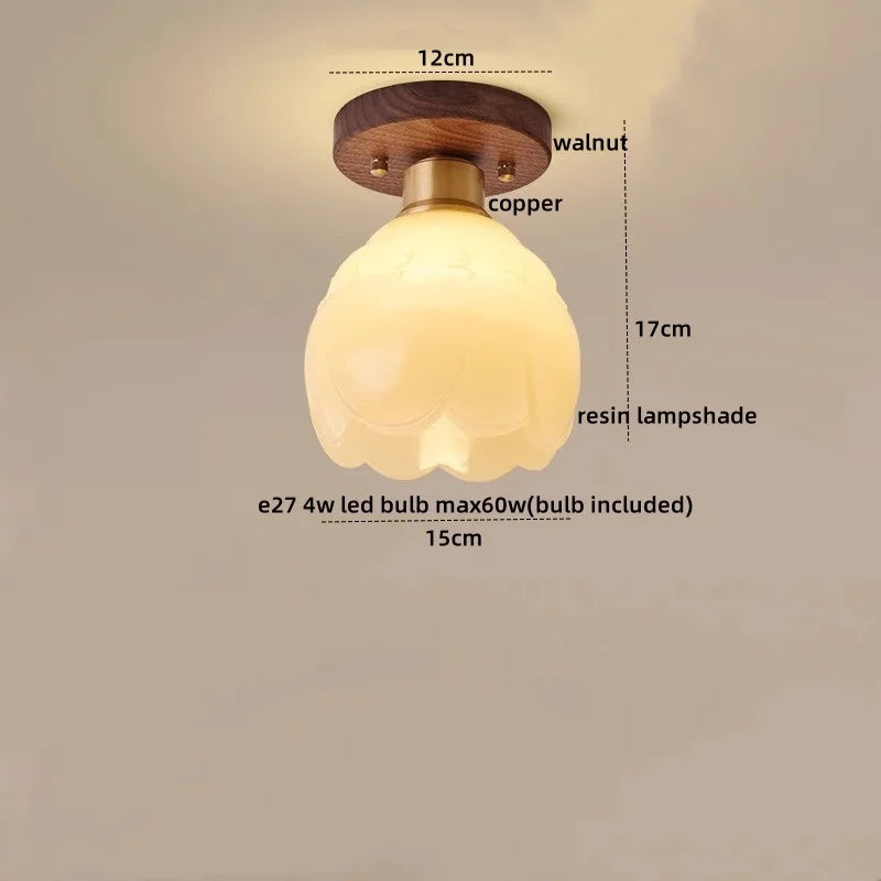 IWHD Walnut Copper LED Ceiling Lights Decoration Aisle Corridor Living Room Light Home Lighting Modern Ceiling lamp Luminaria