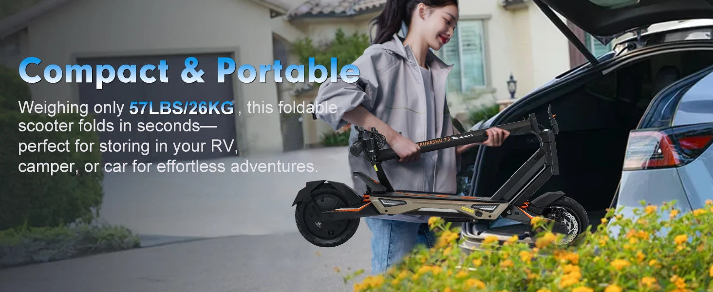 Electric Scooter 1500W Motor for Adults, 48V Battery, 40mph Max Speed, Up to 45 Miles Range, 10 Inch Tires