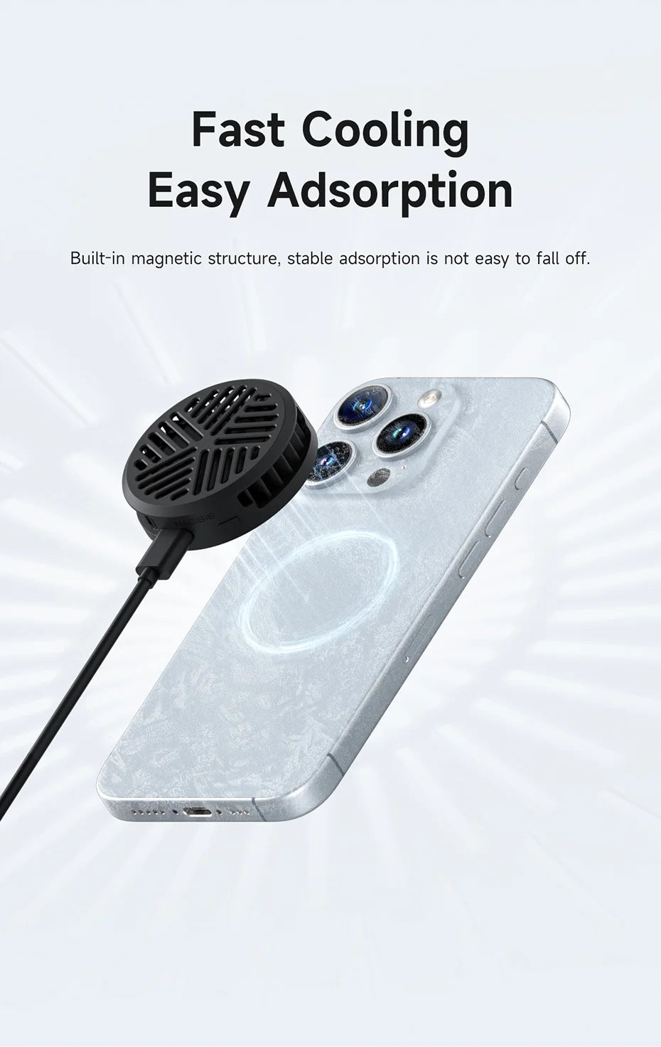 Hagibis Magnetic Cell Phone Cooler Universal Cooling Fan Portable Mobile Phone Radiator for iPhone 17 Pro Gaming Live Streaming
