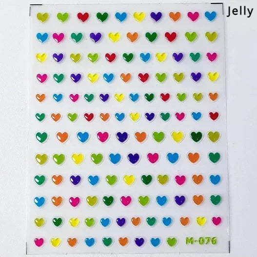 5D Gradient Love Gem Glitter Love Heart Colorful Cat's Eye Rhinestone Soft Self Adhesive Nail Art Stickers Shiny Manicure Decals